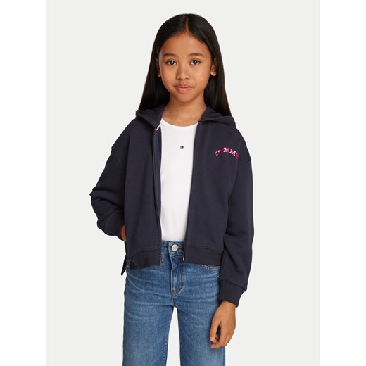 Tommy Hilfiger Bluza KG0KG08193 Granatowy Regular Fit ze sklepu MODIVO w kategorii Bluzy dziewczęce - zdjęcie 182610243