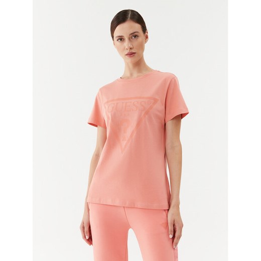 Guess T-Shirt V2YI07 K8HM0 Koralowy Regular Fit ze sklepu MODIVO w kategorii Bluzki damskie - zdjęcie 182610330