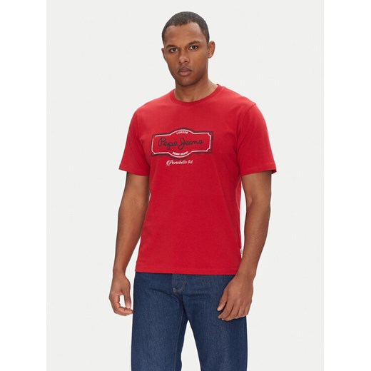Pepe Jeans T-Shirt Daxton PM509786 Czerwony Regular Fit ze sklepu MODIVO w kategorii T-shirty męskie - zdjęcie 182610423