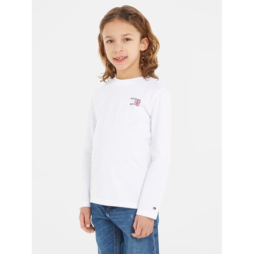 Tommy Hilfiger Bluzka KB0KB08627 S Biały Regular Fit ze sklepu MODIVO w kategorii Bluzki dziewczęce - zdjęcie 182610524