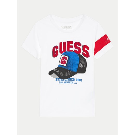 Guess T-Shirt N4YI04 K8HM4 Biały Regular Fit ze sklepu MODIVO w kategorii T-shirty chłopięce - zdjęcie 182610561