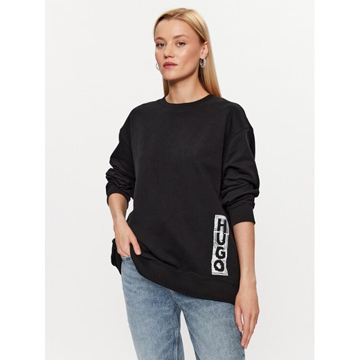 Hugo Bluza 50492807 Czarny Oversize ze sklepu MODIVO w kategorii Bluzy damskie - zdjęcie 182610610