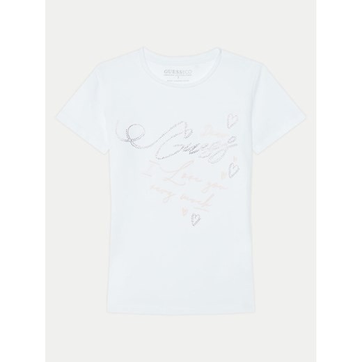 Guess T-Shirt J5RI38 K6YW4 Biały Regular Fit ze sklepu MODIVO w kategorii Bluzki dziewczęce - zdjęcie 182610614
