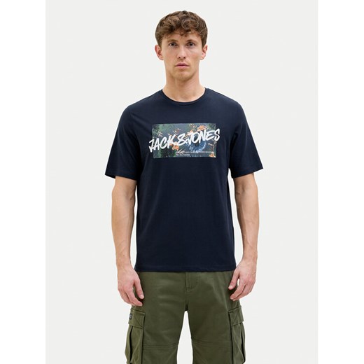 Jack&Jones T-Shirt Hawaii 12269324 Granatowy Standard Fit ze sklepu MODIVO w kategorii T-shirty męskie - zdjęcie 182610714