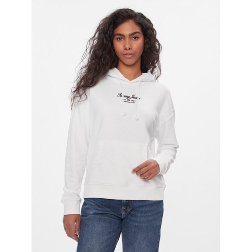 Tommy Jeans Bluza Essential Logo 2+ DW0DW16406 Biały Boxy Fit ze sklepu MODIVO w kategorii Bluzy damskie - zdjęcie 182610732
