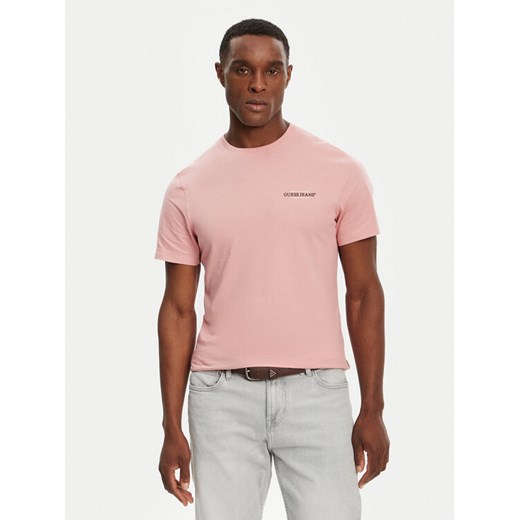 Guess Jeans T-Shirt M4YI55 K8HM0 Różowy Regular Fit ze sklepu MODIVO w kategorii T-shirty męskie - zdjęcie 182611001