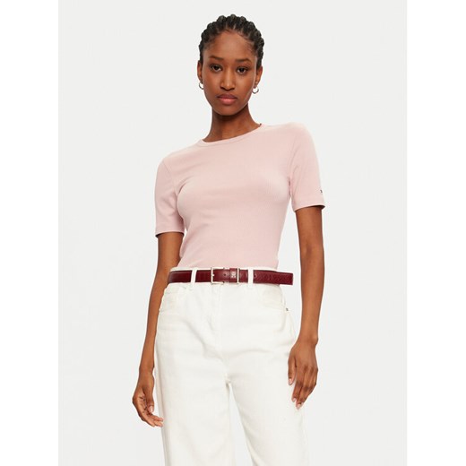 Tommy Hilfiger T-Shirt WW0WW43918 Różowy Slim Fit ze sklepu MODIVO w kategorii Bluzki damskie - zdjęcie 182611114