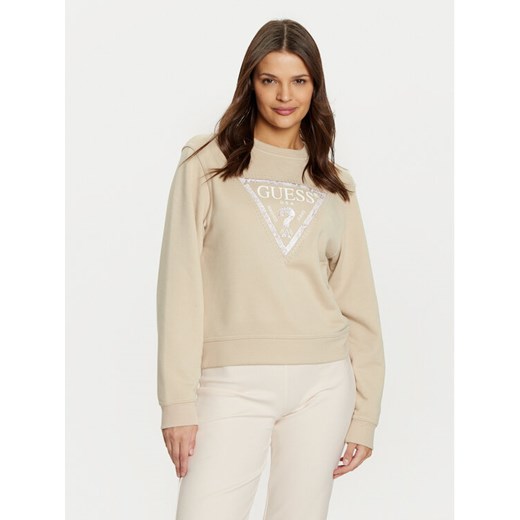 Guess Bluza W5RQ09 K8802 Beżowy Regular Fit ze sklepu MODIVO w kategorii Bluzy damskie - zdjęcie 182611124