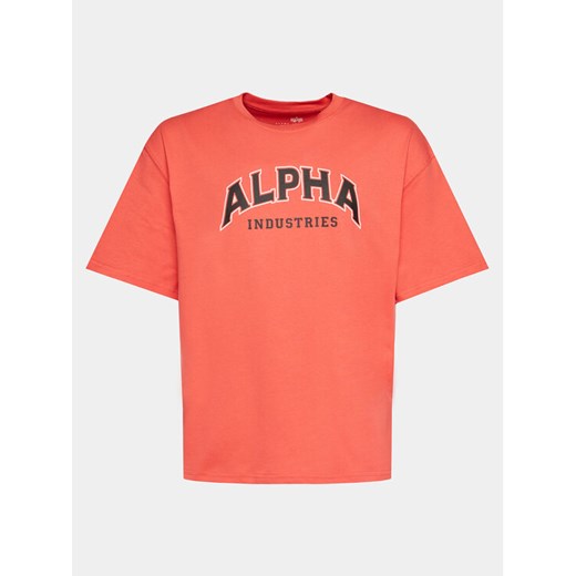 Alpha Industries T-Shirt College 146501 Czerwony Relaxed Fit ze sklepu MODIVO w kategorii T-shirty męskie - zdjęcie 182611152