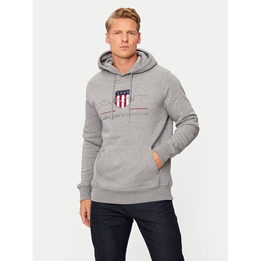Gant Bluza Archive Shield 2047082 Szary Regular Fit ze sklepu MODIVO w kategorii Bluzy męskie - zdjęcie 182611270