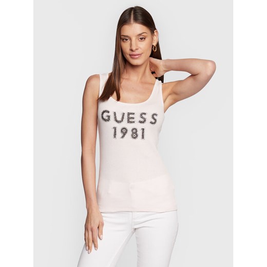 Guess Top W3RP07 K1814 Różowy Slim Fit ze sklepu MODIVO w kategorii Bluzki damskie - zdjęcie 182611374