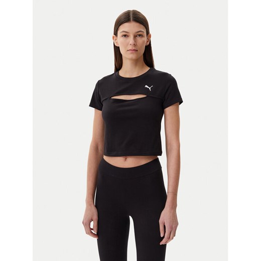 Puma T-Shirt Ess Cut-Out 631164 Czarny Slim Fit ze sklepu MODIVO w kategorii Bluzki damskie - zdjęcie 182611491