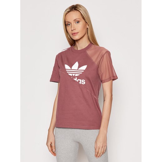 adidas T-Shirt adicolor Split Trefoil HC7044 Różowy Regular Fit ze sklepu MODIVO w kategorii Bluzki damskie - zdjęcie 182611662