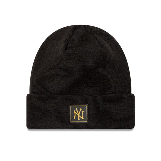 New Era Czapka New York Yankees Metallic Badge Black Cuff Knit Beanie 60424815 Czarny ze sklepu MODIVO w kategorii Czapki zimowe damskie - zdjęcie 182611742