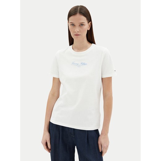 Tommy Hilfiger T-Shirt WW0WW45428 Biały Regular Fit ze sklepu MODIVO w kategorii Bluzki damskie - zdjęcie 182611851