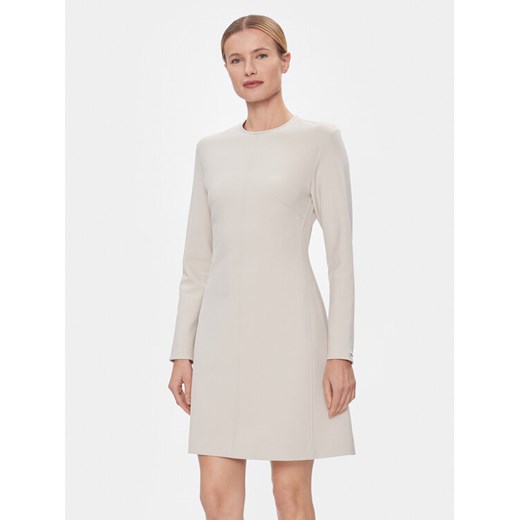 Calvin Klein Sukienka codzienna Hw Viscose Fit & Flare Dress K20K206336 Beżowy Regular Fit ze sklepu MODIVO w kategorii Sukienki - zdjęcie 182611950