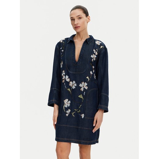 Munthe Sukienka codzienna Fiva 251130825110 Granatowy Loose Fit ze sklepu MODIVO w kategorii Sukienki - zdjęcie 182612311