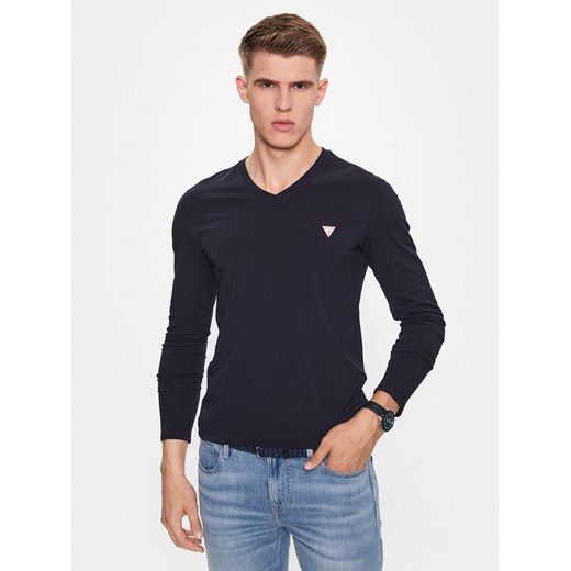 Guess Longsleeve M2YI08 J1314 Granatowy Slim Fit ze sklepu MODIVO w kategorii T-shirty męskie - zdjęcie 182612332