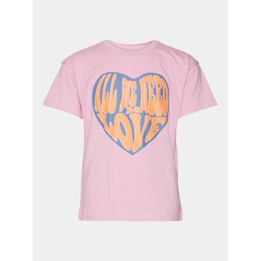 Vero Moda Girl T-Shirt Love Kelly 10303731 Różowy Regular Fit ze sklepu MODIVO w kategorii Bluzki dziewczęce - zdjęcie 182612422
