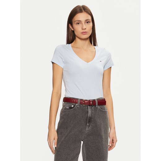 Tommy Jeans T-Shirt DW0DW20458 Błękitny Slim Fit ze sklepu MODIVO w kategorii Bluzki damskie - zdjęcie 182612532