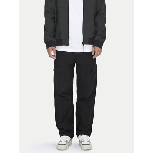 Only & Sons Spodnie materiałowe Ray 22028640 Czarny Loose Fit ze sklepu MODIVO w kategorii Spodnie męskie - zdjęcie 182612662
