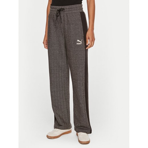 Puma Spodnie dresowe T7 High Waist Track 626798 01 Szary Regular Fit ze sklepu MODIVO w kategorii Spodnie damskie - zdjęcie 182612851