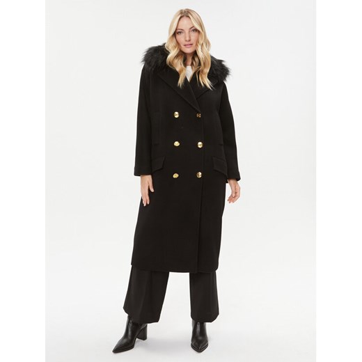Elisabetta Franchi Płaszcz wełniany CP-44D-36E2-008339 Czarny Regular Fit ze sklepu MODIVO w kategorii Płaszcze damskie - zdjęcie 182612930