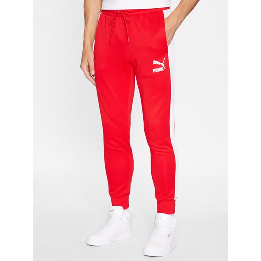 Puma Spodnie dresowe Iconic T7 530098 Czerwony Regular Fit ze sklepu MODIVO w kategorii Spodnie męskie - zdjęcie 182612974