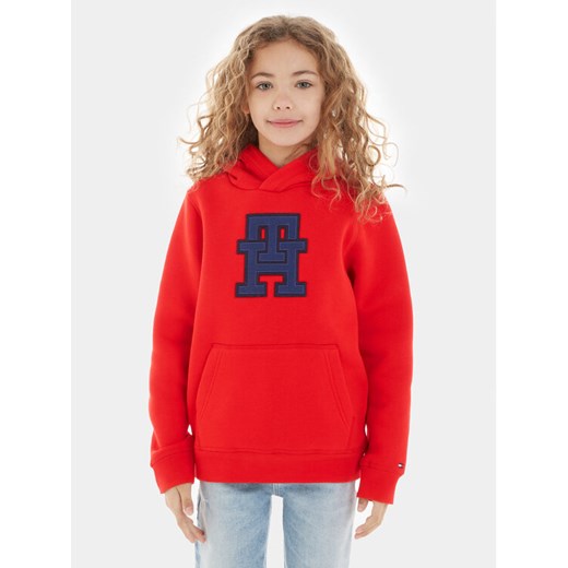 Tommy Hilfiger Bluza KS0KS00526 Czerwony Relaxed Fit ze sklepu MODIVO w kategorii Bluzy dziewczęce - zdjęcie 182613221