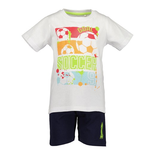 Blue Seven Komplet t-shirt i spodenki 826019 X Biały Regular Fit ze sklepu MODIVO w kategorii Komplety chłopięce - zdjęcie 182613244