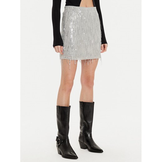 ONLY Spódnica mini Spacy 15305742 Srebrny Slim Fit ze sklepu MODIVO w kategorii Spódnice - zdjęcie 182613271