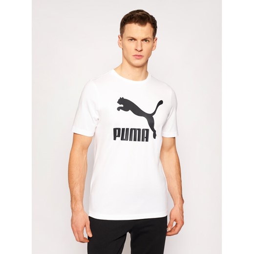 Puma T-Shirt Classics Logo 530088 Biały Regular Fit ze sklepu MODIVO w kategorii T-shirty męskie - zdjęcie 182613273