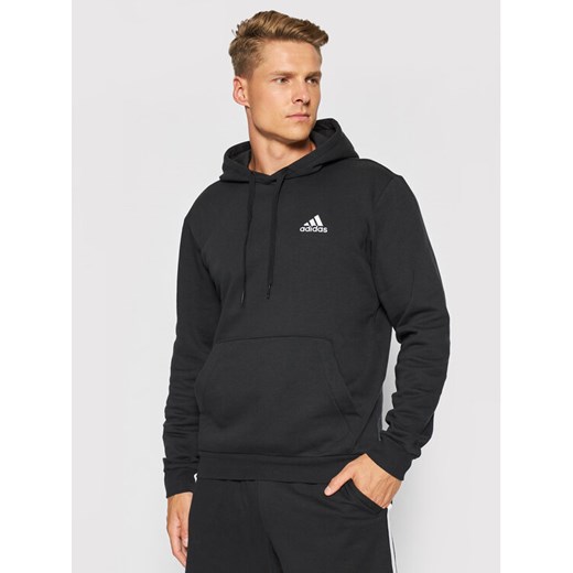 adidas Bluza Essentials Fleece GV5294 Czarny Regular Fit ze sklepu MODIVO w kategorii Bluzy męskie - zdjęcie 182613304
