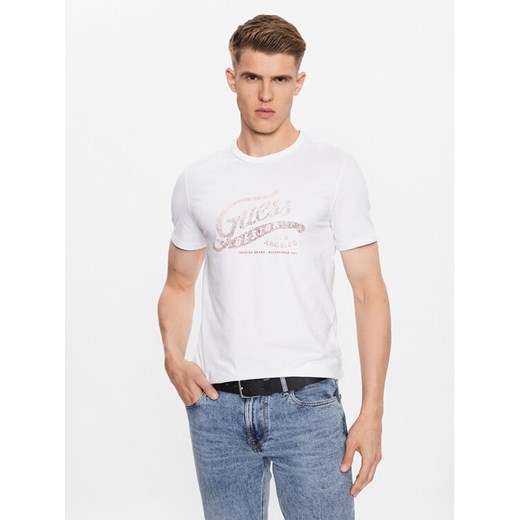 Guess T-Shirt M3YI27 J1314 Biały Slim Fit ze sklepu MODIVO w kategorii T-shirty męskie - zdjęcie 182613460