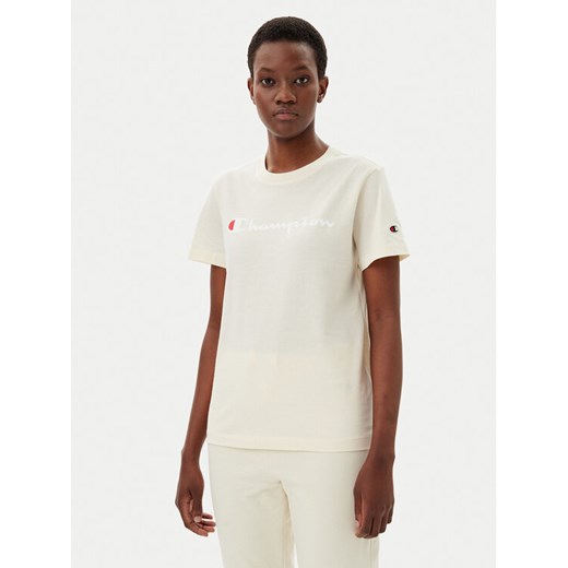 Champion T-Shirt 118090 Écru Slim Fit ze sklepu MODIVO w kategorii Bluzki damskie - zdjęcie 182613494