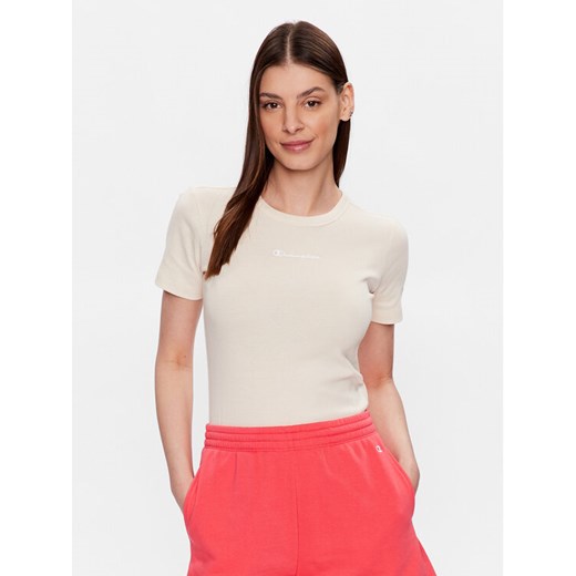 Champion T-Shirt 116345 Beżowy Regular Fit ze sklepu MODIVO w kategorii Bluzki damskie - zdjęcie 182613871