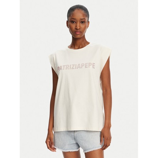 Patrizia Pepe T-Shirt 2M4418/J295-B823 Beżowy Regular Fit ze sklepu MODIVO w kategorii Bluzki damskie - zdjęcie 182613872