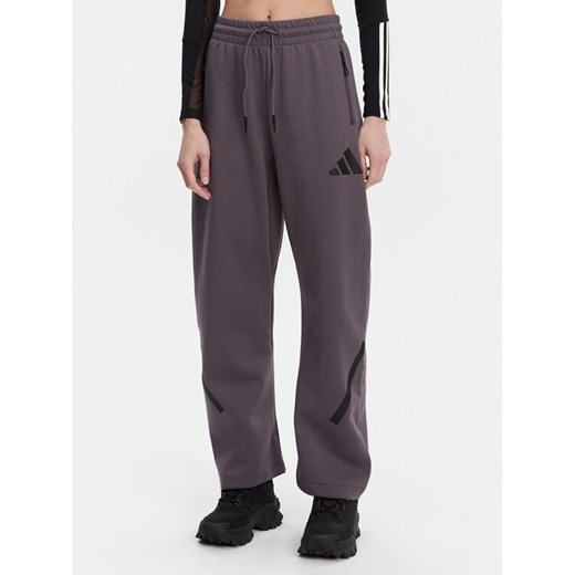 adidas Spodnie dresowe Z.N.E. Barrel JC5411 Szary Loose Fit ze sklepu MODIVO w kategorii Spodnie damskie - zdjęcie 182614044