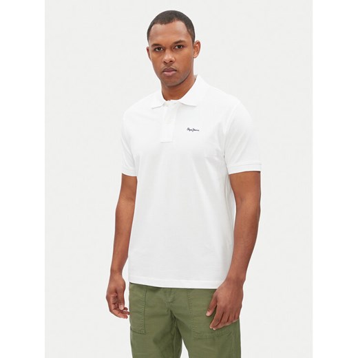 Pepe Jeans Polo Essential PM542298 Biały Regular Fit ze sklepu MODIVO w kategorii T-shirty męskie - zdjęcie 182614114