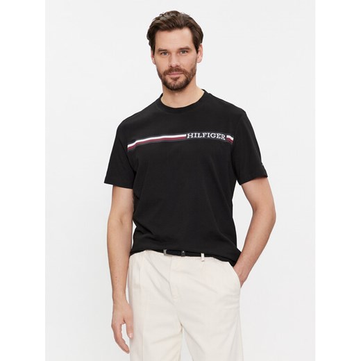 Tommy Hilfiger T-Shirt Monotype MW0MW33688 Czarny Regular Fit ze sklepu MODIVO w kategorii T-shirty męskie - zdjęcie 182614130