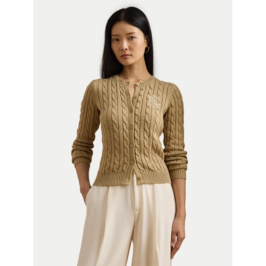 LAUREN RALPH LAUREN Kardigan 200932225007 Beżowy Slim Fit ze sklepu MODIVO w kategorii Swetry damskie - zdjęcie 182614214