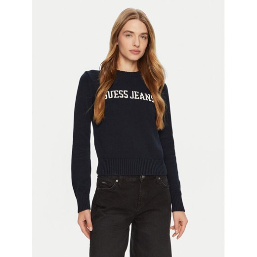 Guess Jeans Sweter W4BR10 Z3HM1 Niebieski Regular Fit ze sklepu MODIVO w kategorii Swetry damskie - zdjęcie 182614292