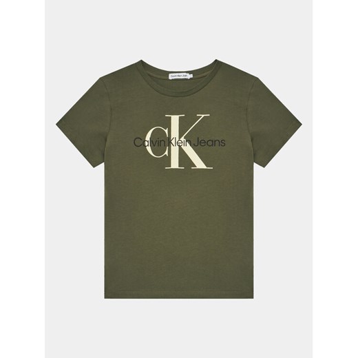 Calvin Klein Jeans T-Shirt Monogram IU0IU00460 Zielony Regular Fit ze sklepu MODIVO w kategorii T-shirty chłopięce - zdjęcie 182614362