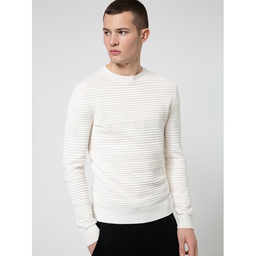 Hugo Sweter Sottor 50446415 Beżowy Regular Fit ze sklepu MODIVO w kategorii Swetry męskie - zdjęcie 182614363