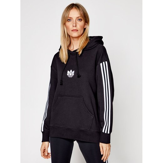 adidas Bluza adicolor 3D Trefoil GN2931 Czarny Oversize ze sklepu MODIVO w kategorii Bluzy damskie - zdjęcie 182614484