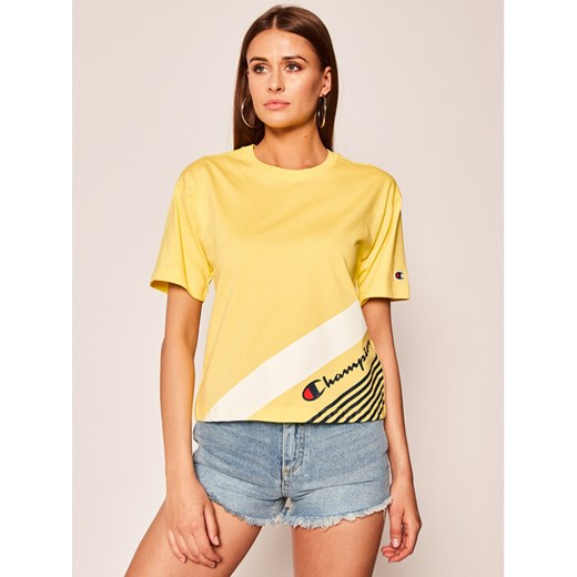 Champion T-Shirt C Logo Ribbed Cuffed 112765 Żółty Regular Fit Champion XS MODIVO