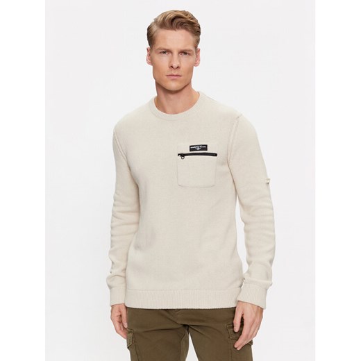 Aeronautica Militare Sweter 232MA1460L518 Écru Regular Fit ze sklepu MODIVO w kategorii Swetry męskie - zdjęcie 182614754