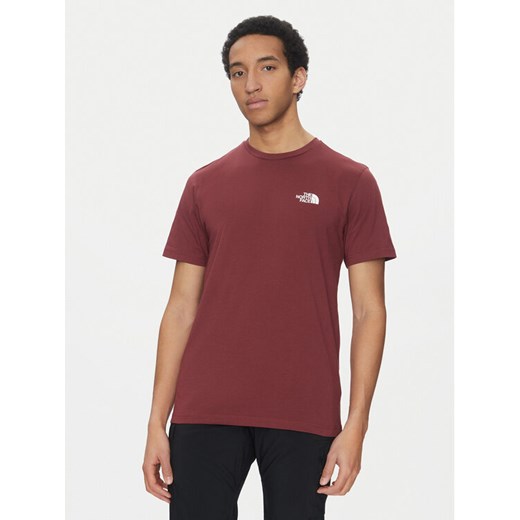 The North Face T-Shirt Simple Dome NF0A87NG Bordowy Regular Fit ze sklepu MODIVO w kategorii T-shirty męskie - zdjęcie 182615000