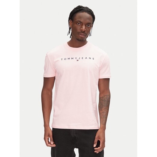 Tommy Jeans T-Shirt Linear Logo DM0DM20744 Różowy Regular Fit ze sklepu MODIVO w kategorii T-shirty męskie - zdjęcie 182615251