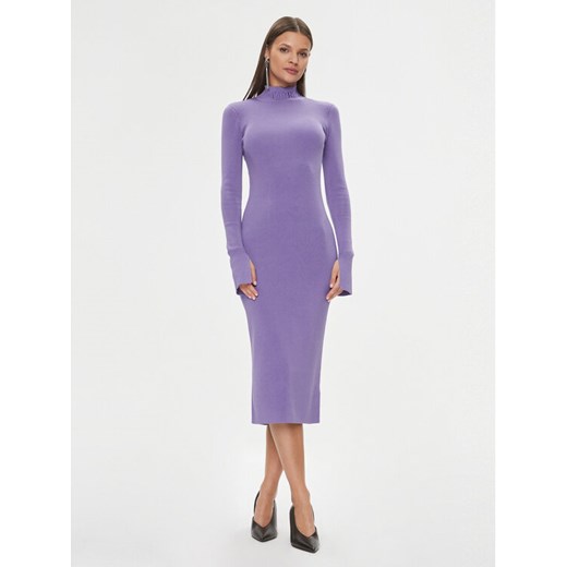 Patrizia Pepe Sukienka dzianinowa 2A2612/K002-M477 Fioletowy Slim Fit ze sklepu MODIVO w kategorii Sukienki - zdjęcie 182615304